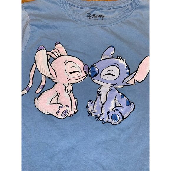 Stitch & Angel Disney Girls Blue T-Shirt - Picture 2 of 2